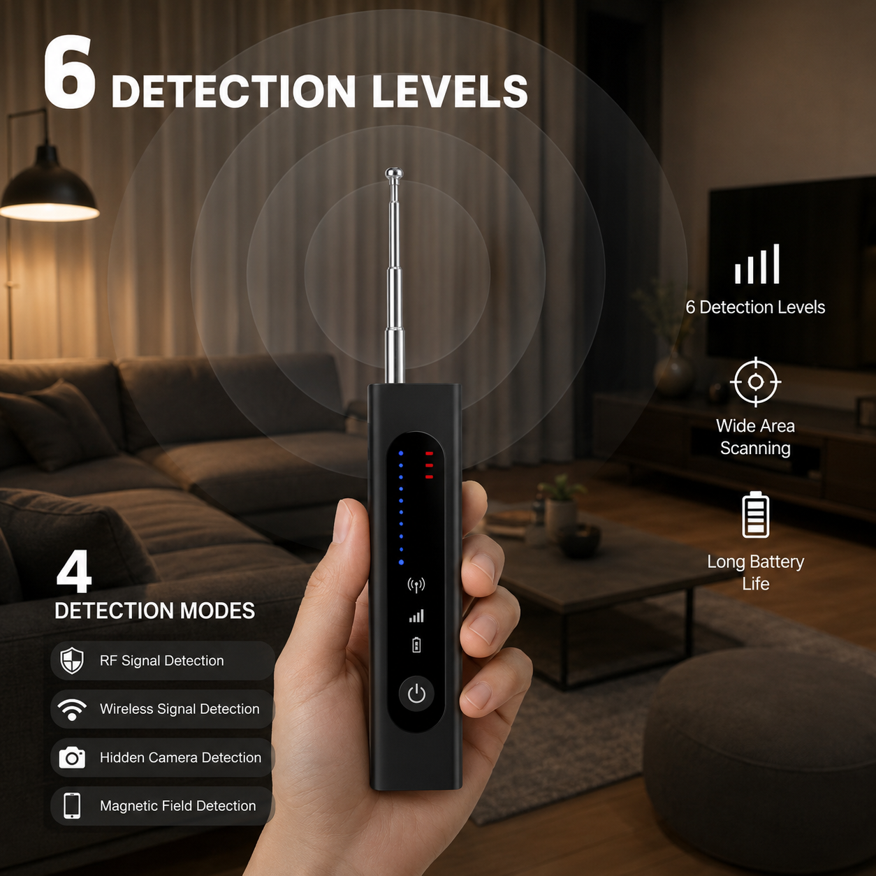 AI Powered Camera Detector, Portable GPS Tracker & Listening Device Finder